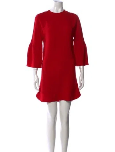 Pre-owned Valentino Virgin Wool Mini Dress In Red