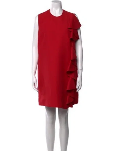 Pre-owned Valentino Virgin Wool Mini Dress In Red