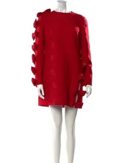 Pre-owned Valentino Virgin Wool Mini Dress In Red