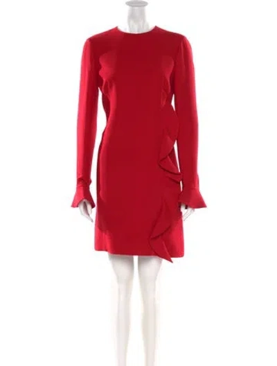 Pre-owned Valentino Virgin Wool Mini Dress In Red