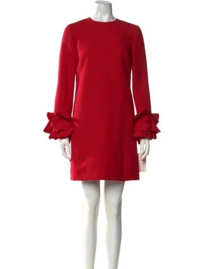 Pre-owned Valentino Virgin Wool Mini Dress In Red