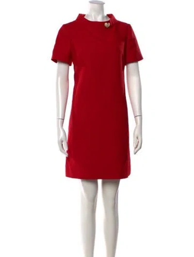 Pre-owned Valentino Virgin Wool Mini Dress In Red