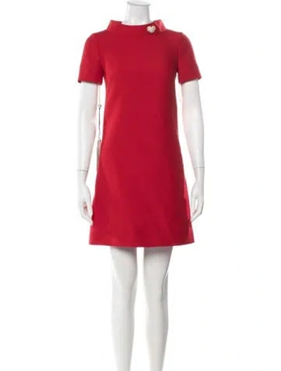 Pre-owned Valentino Virgin Wool Mini Dress In Red