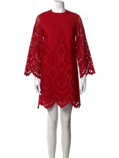 Pre-owned Valentino Virgin Wool Mini Dress In Red