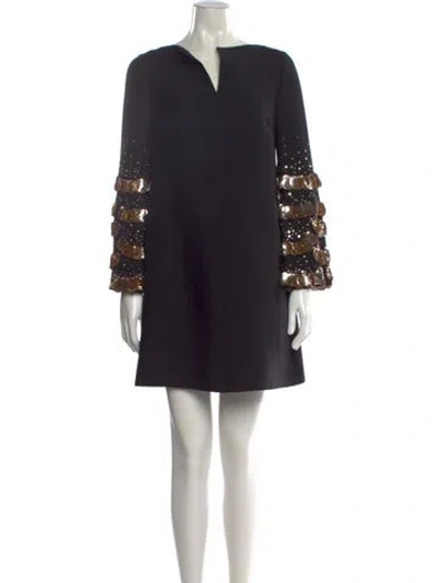 Pre-owned Valentino Virgin Wool Mini Dress W/ Tags In Black