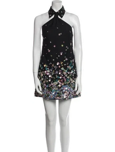 Pre-owned Valentino Virgin Wool Mini Dress W/ Tags In Black