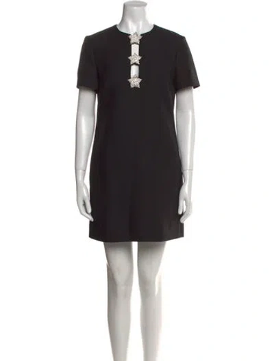 Pre-owned Valentino Virgin Wool Mini Dress W/ Tags In Black