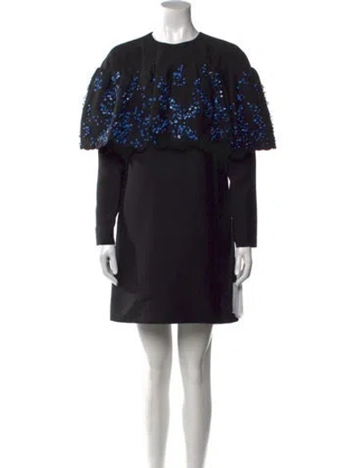 Pre-owned Valentino Virgin Wool Mini Dress W/ Tags In Black