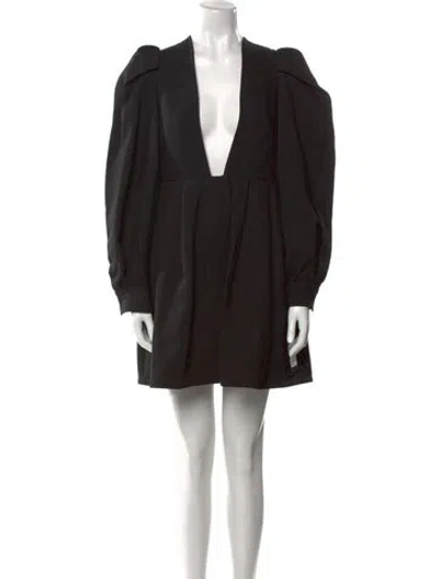 Pre-owned Valentino Virgin Wool Mini Dress W/ Tags In Black