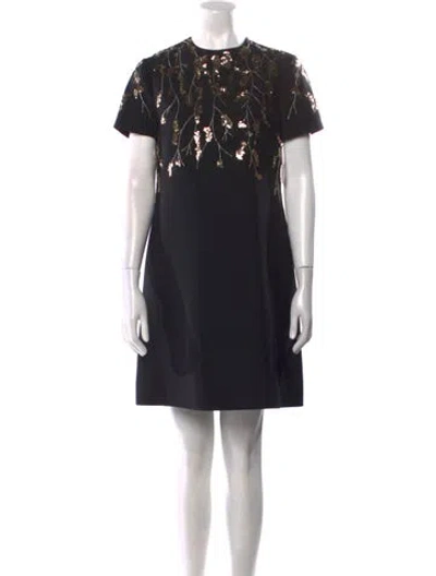 Pre-owned Valentino Virgin Wool Mini Dress W/ Tags In Black