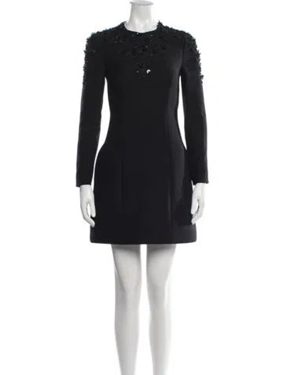 Pre-owned Valentino Virgin Wool Mini Dress W/ Tags In Black