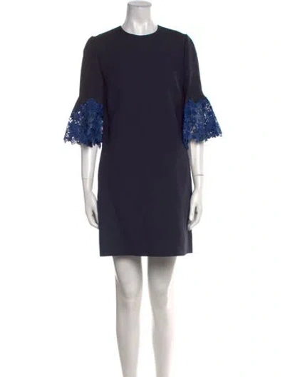 Pre-owned Valentino Virgin Wool Mini Dress W/ Tags In Blue