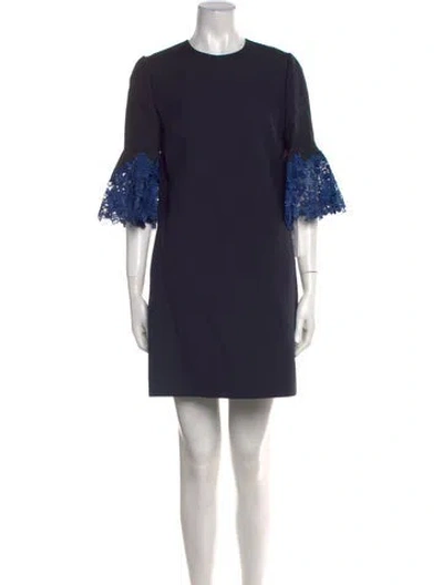 Pre-owned Valentino Virgin Wool Mini Dress W/ Tags In Blue