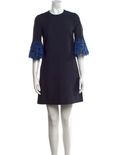 Pre-owned Valentino Virgin Wool Mini Dress W/ Tags In Blue