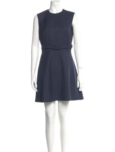 Pre-owned Valentino Virgin Wool Mini Dress W/ Tags In Blue