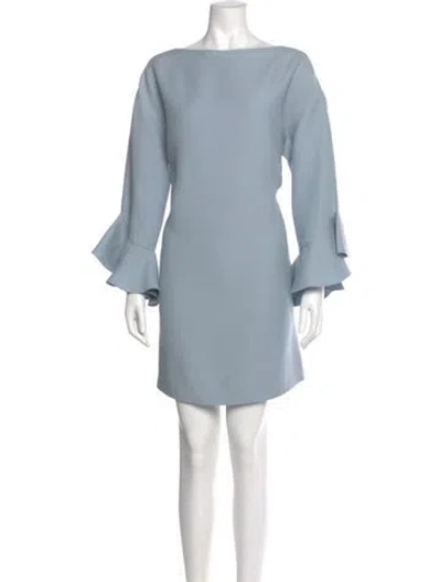 Pre-owned Valentino Virgin Wool Mini Dress W/ Tags In Blue
