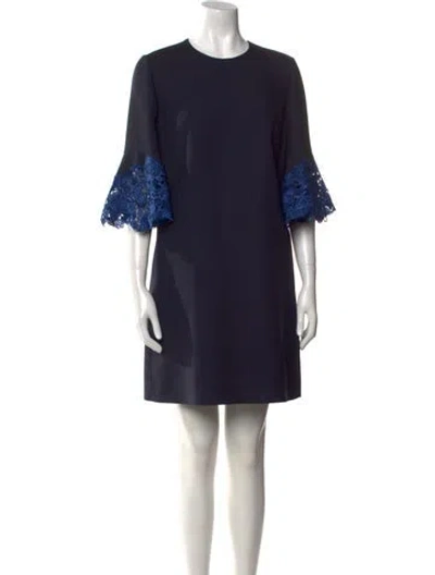 Pre-owned Valentino Virgin Wool Mini Dress W/ Tags In Blue