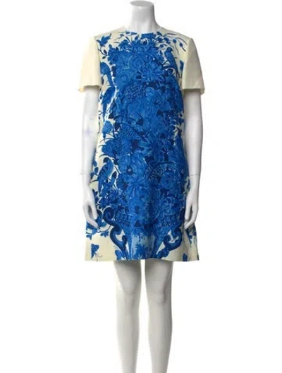 Pre-owned Valentino Virgin Wool Mini Dress W/ Tags In Blue