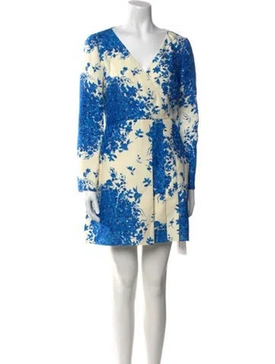 Pre-owned Valentino Virgin Wool Mini Dress W/ Tags In Blue