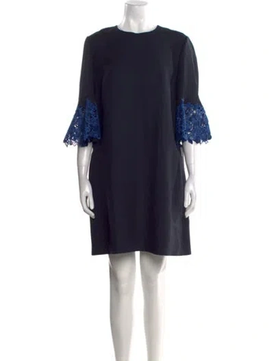 Pre-owned Valentino Virgin Wool Mini Dress W/ Tags In Blue