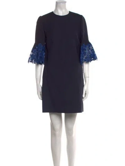 Pre-owned Valentino Virgin Wool Mini Dress W/ Tags In Blue