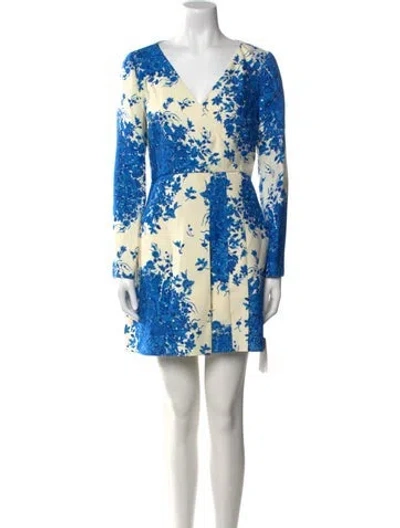 Pre-owned Valentino Virgin Wool Mini Dress W/ Tags In Blue