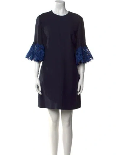 Pre-owned Valentino Virgin Wool Mini Dress W/ Tags In Blue