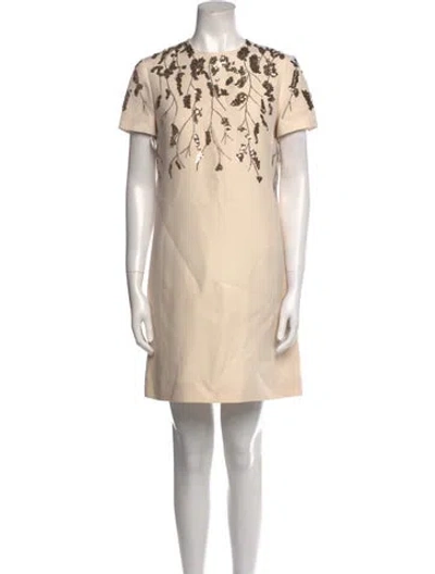 Pre-owned Valentino Virgin Wool Mini Dress W/ Tags In Neutral
