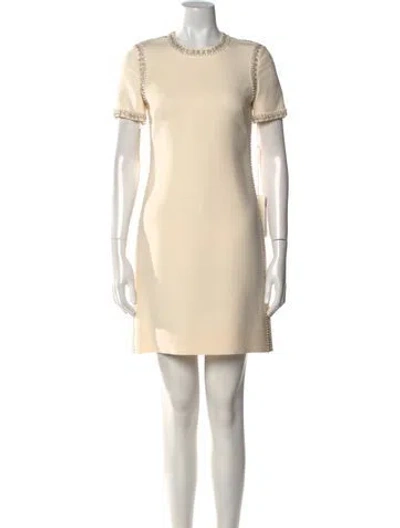 Pre-owned Valentino Virgin Wool Mini Dress W/ Tags In Neutral