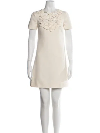 Pre-owned Valentino Virgin Wool Mini Dress W/ Tags In Neutrals