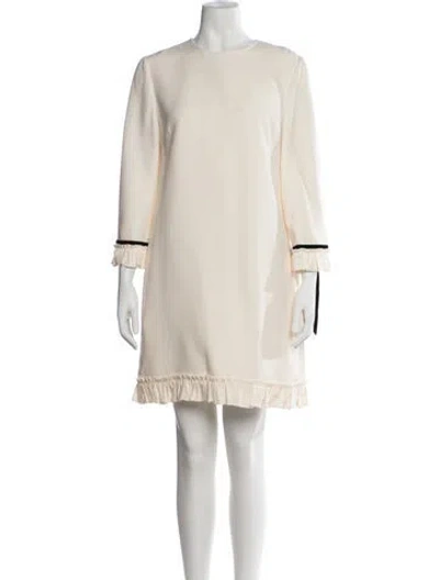 Pre-owned Valentino Virgin Wool Mini Dress W/ Tags In Neutrals
