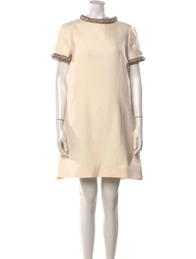 Pre-owned Valentino Virgin Wool Mini Dress W/ Tags In Neutrals