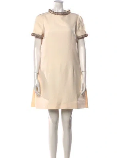 Pre-owned Valentino Virgin Wool Mini Dress W/ Tags In Neutrals