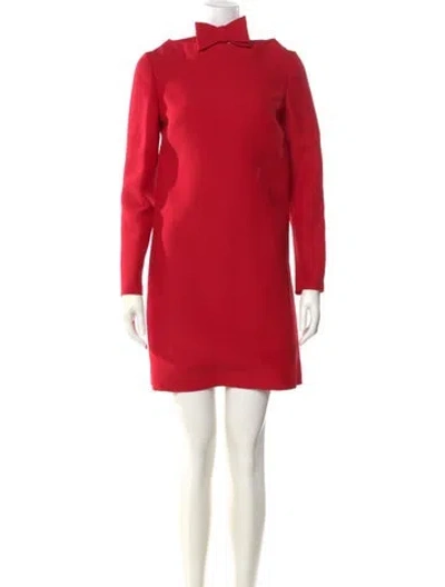 Pre-owned Valentino Virgin Wool Mini Dress W/ Tags In Red