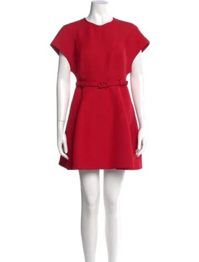 Pre-owned Valentino Virgin Wool Mini Dress W/ Tags In Red