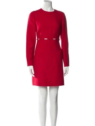 Pre-owned Valentino Virgin Wool Mini Dress W/ Tags In Red