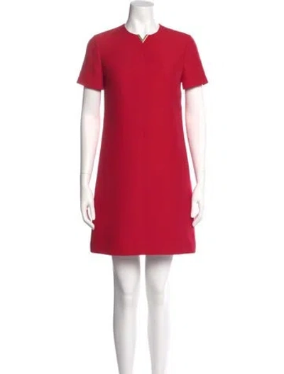Pre-owned Valentino Virgin Wool Mini Dress W/ Tags In Red