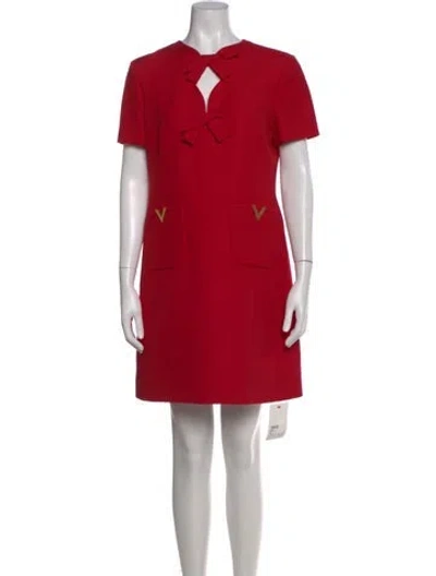 Pre-owned Valentino Virgin Wool Mini Dress W/ Tags In Red