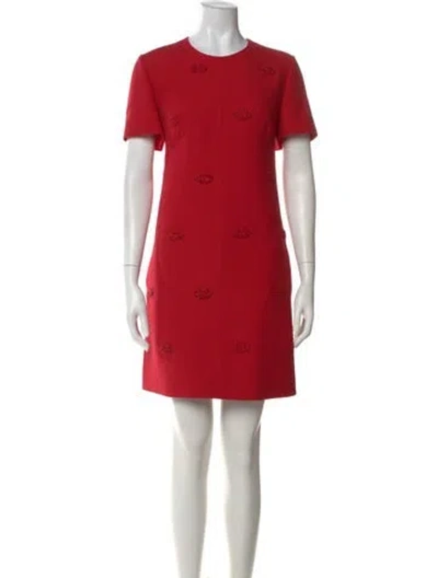 Pre-owned Valentino Virgin Wool Mini Dress W/ Tags In Red