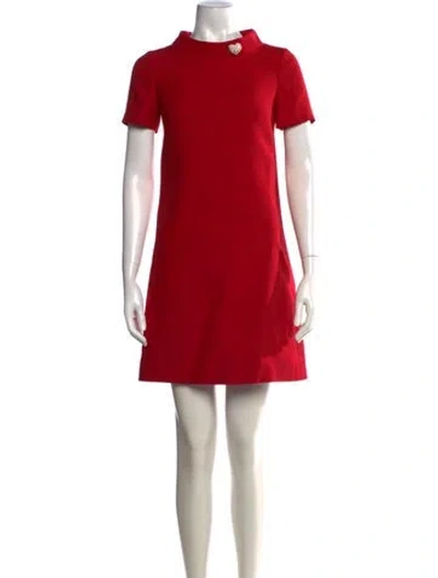 Pre-owned Valentino Virgin Wool Mini Dress W/ Tags In Red
