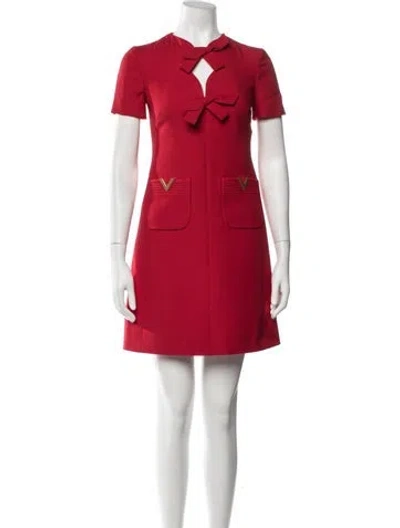 Pre-owned Valentino Virgin Wool Mini Dress W/ Tags In Red