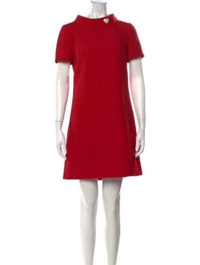 Pre-owned Valentino Virgin Wool Mini Dress W/ Tags In Red