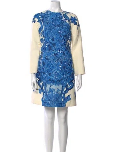 Pre-owned Valentino Virgin Wool Mini Dress In White