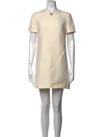 Pre-owned Valentino Virgin Wool Mini Dress In Yellow