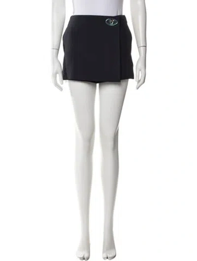 Pre-owned Valentino Virgin Wool Mini Shorts In Black