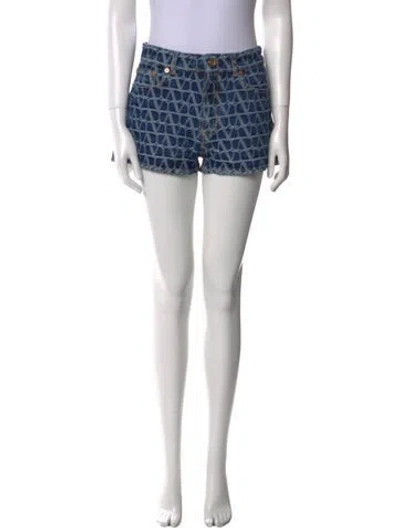Pre-owned Valentino Virgin Wool Mini Shorts In Blue