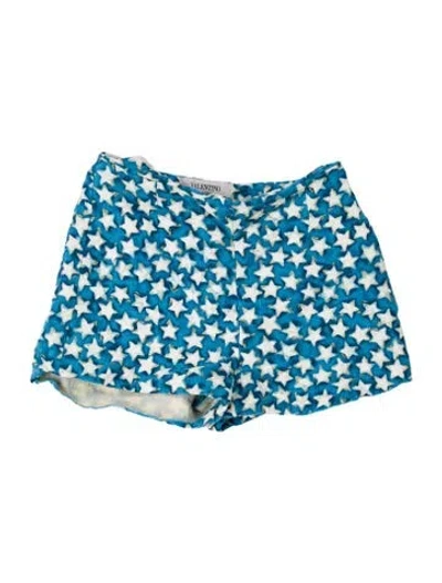 Pre-owned Valentino Virgin Wool Mini Shorts In Blue