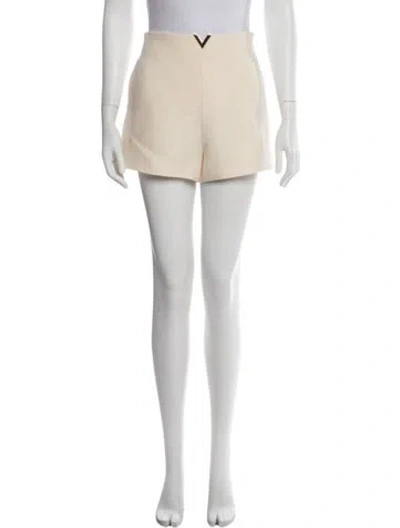 Pre-owned Valentino Virgin Wool Mini Shorts In Neutral