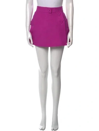 Pre-owned Valentino Virgin Wool Mini Shorts In Purple