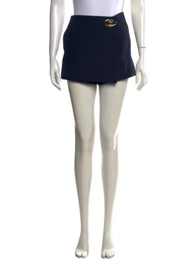 Pre-owned Valentino Virgin Wool Mini Shorts W/ Tags In Blue
